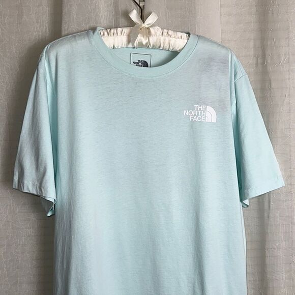 The North Face XL Sky Blue White Cotton Crewneck Short Sleeve Tee - Picture 3 of 11